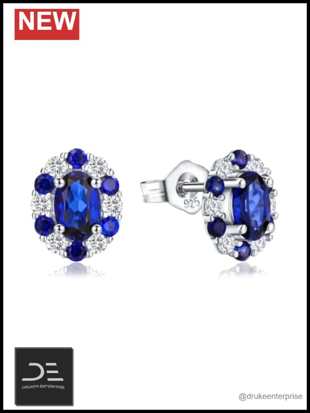 Moissanite Stud Earrings 14K White Gold Plated Sterling Silver